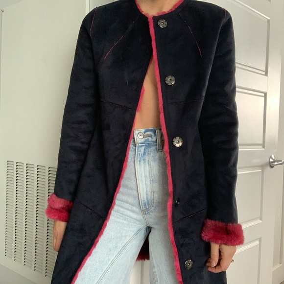 Save The Queen Eco Shearling Jacket Black Small - Picture 11 of 14